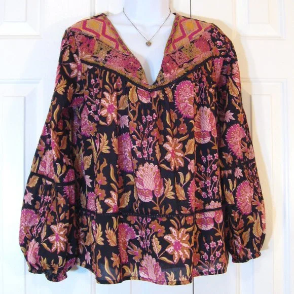 Rachel Zoe | Embroidered Floral Printed Blouse Top - Picture 2 of 11